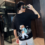 夏季短袖T恤衫社会小伙宽松半袖tee潮A343-TX217-P40控60白1，男装T恤，电商A343