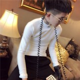 社会小伙半高领打底衫T恤修身男潮小码A343-T，男装T恤，电商A343