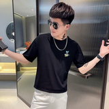 TX258-P40控60夏季短袖T恤衫社会小伙宽松印花半袖tee潮黑色1，男装T恤，电商A343