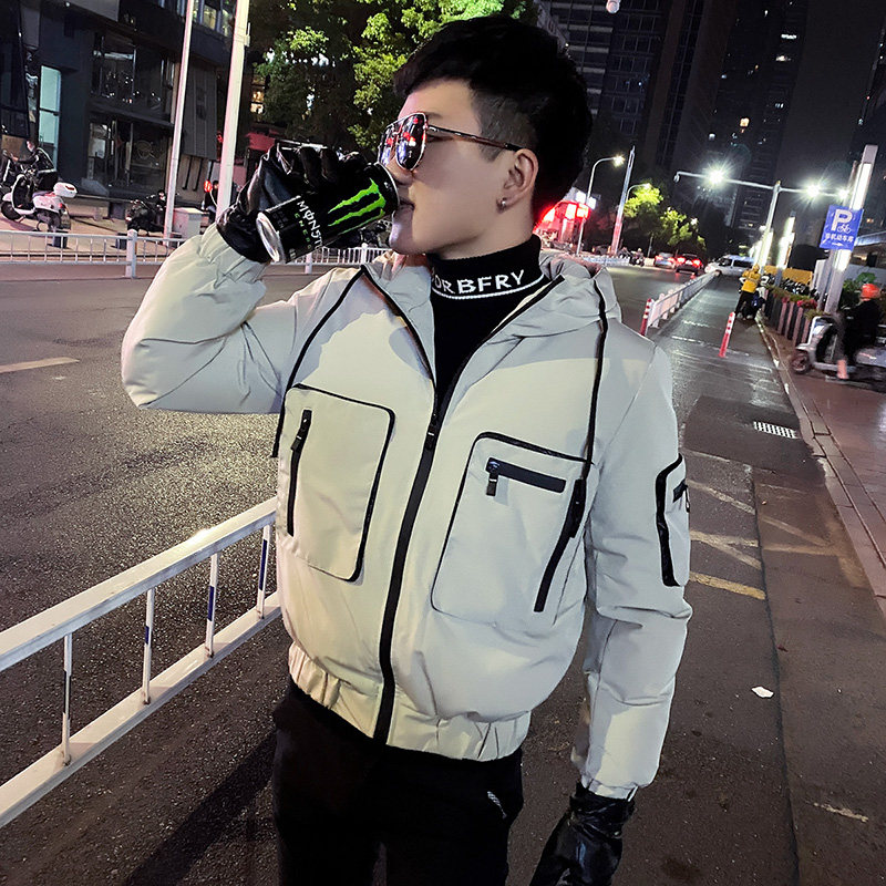 2021冬季大口袋装饰连帽加厚保暖棉服男潮A343-CF05-P140米白,男装棉衣,电商A343
