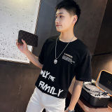夏季短袖T恤衫社会小伙宽松半袖tee潮A343-TX218-P40控60黑，男装T恤，电商A343