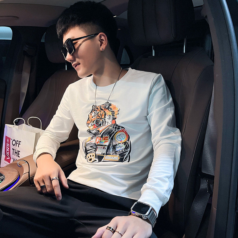 WY79秋装社会精神小伙修身卫衣男套头衫黄,男装卫衣,电商A343