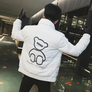 社会小伙羽绒服保暖外套修身羽绒衣A343-CF45-P155控185白1