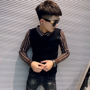 019秋冬新款社会小伙修身针织衫毛衣潮流男 502-MY26-P68 咖色图片