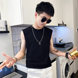 夏季背心男士无袖t恤社会小伙项链装饰背心A343-BX22-P30白，男装背心/马甲，电商A343