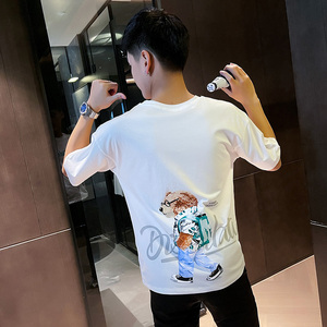 夏季短袖T恤衫社会小伙宽松半袖tee潮 A343-TX217-P40 控60 白图片