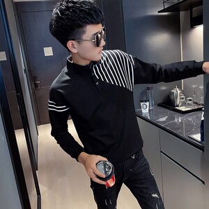 秋装社会精神小伙修身卫衣男ins潮流 A343-WY56 黑图片
