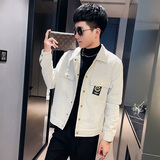 J秋季男外套ins网红社会小伙修身夹克潮流白1，男装夹克，电商A343