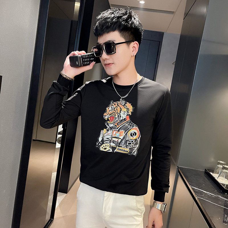 WY79秋装社会精神小伙修身卫衣男套头衫黑1,男装卫衣,电商A343