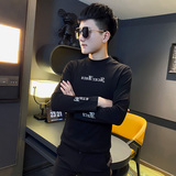 冬装精神小伙修身加绒长袖T恤男打底衫潮A343-TX186-P50白1，男装T恤，电商A343