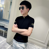 冬装精神小伙修身加绒短袖T恤男打底衫潮A343-TX189-P40黑，男装T恤，电商A343