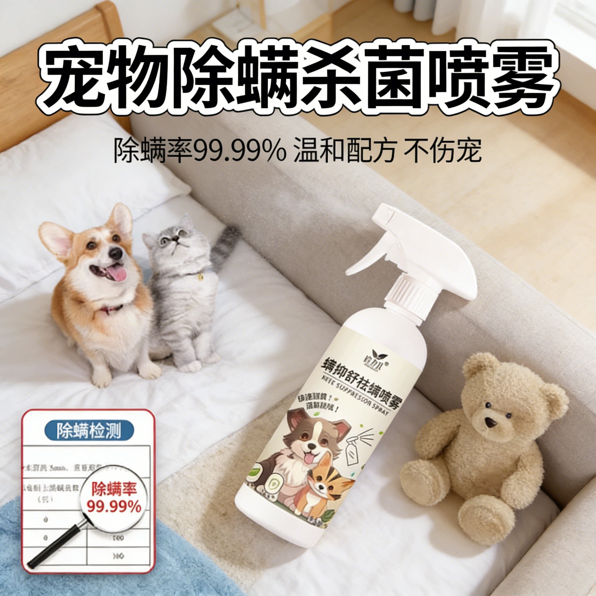 宠物除螨杀菌喷雾猫狗吃住环境除味剂猫尿猫砂除臭剂抑菌清洁用品