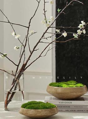 侘寂风原木日式新中式绿植花器软摆件样板房民宿永生苔藓中古创意