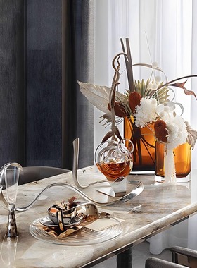 翰阳家饰现代样板间客厅餐厅酒柜酒具托盘组合摆件