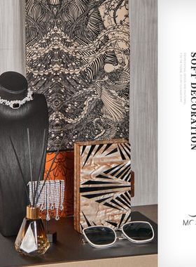 简约现代样板间衣帽间摆件托盘首饰收纳盒香薰托盘组合套装组合