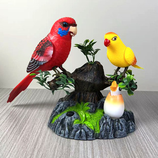 新款声控小鸟儿童玩具大全仿真声控鹦鹉客厅玄关书桌茶桌摆件可爱