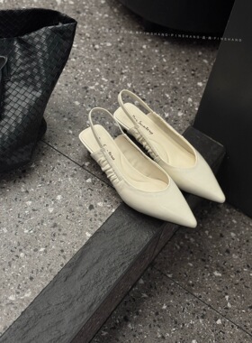 2026新款真皮女鞋尖头细跟包头凉鞋百搭轻便时尚女单鞋177-706