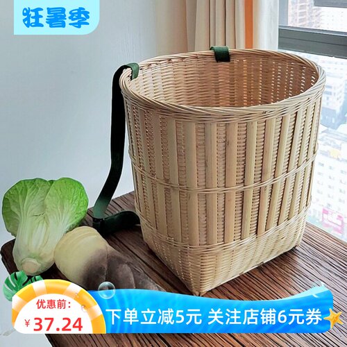 粉宅竹编背篓加厚加固