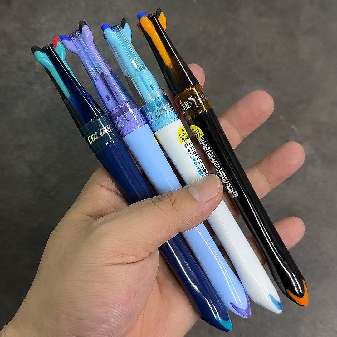 点石制笔巡航时空舱3色笔学生多功能黑红蓝三合一笔记手帐中性笔