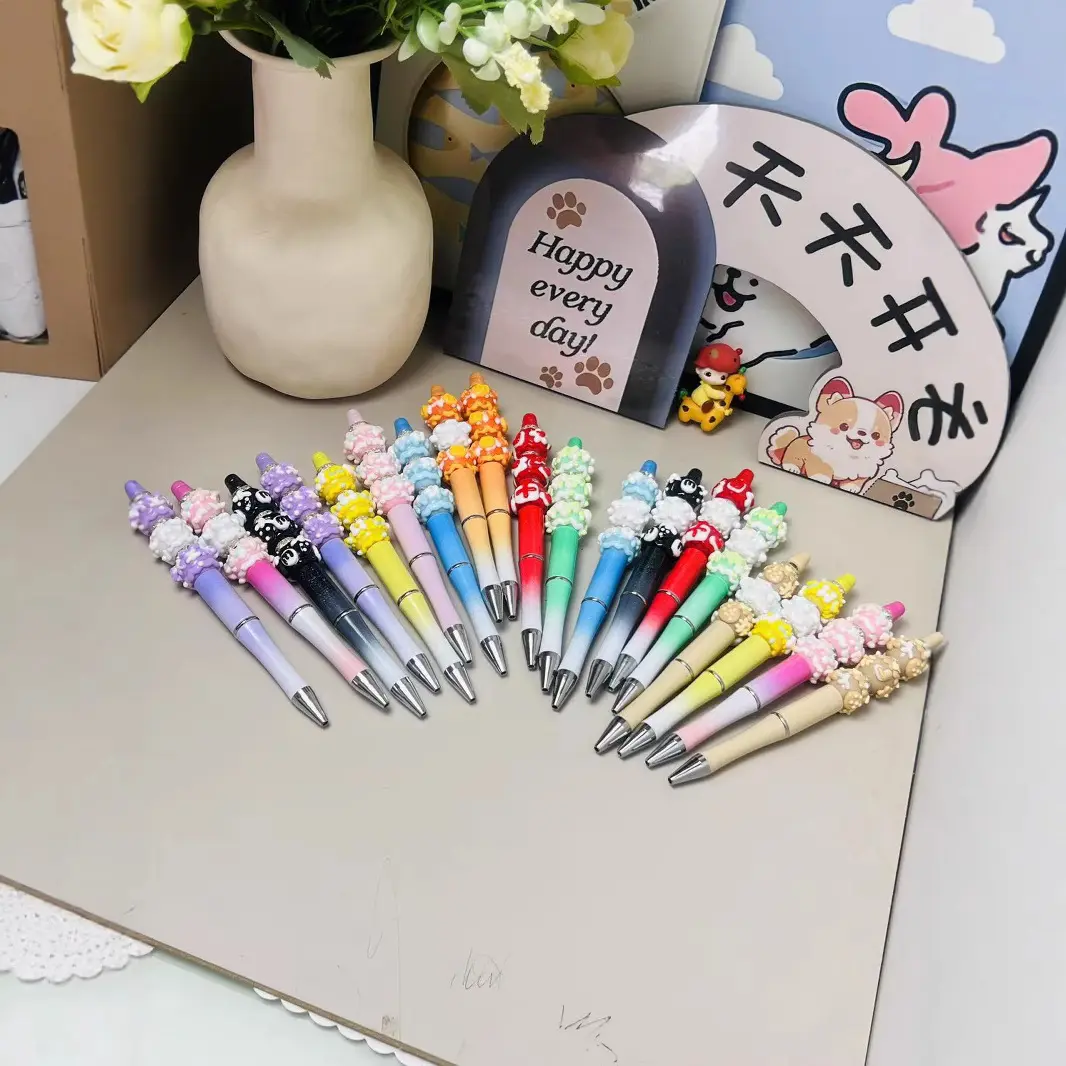 ins心串珠魔法棒粉色系奶油珠珠串珠圆珠笔DIY盲盒萌粒笔