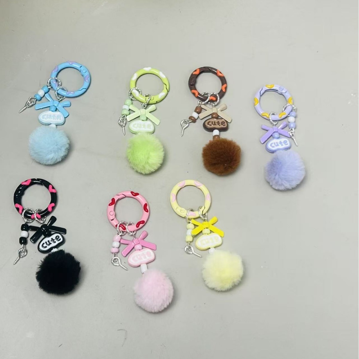 创意手工彩色毛球可爱钥匙扣手机钥匙扣