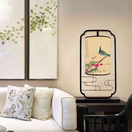 新中式台灯卧室床头灯现代复古禅意茶室客厅书房创意印画台