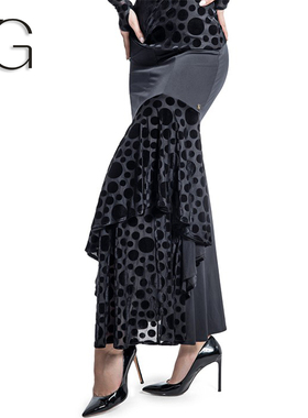 异国舞蹈新款摩登舞半身裙国标舞大摆裙华尔兹探戈表演出服装成人