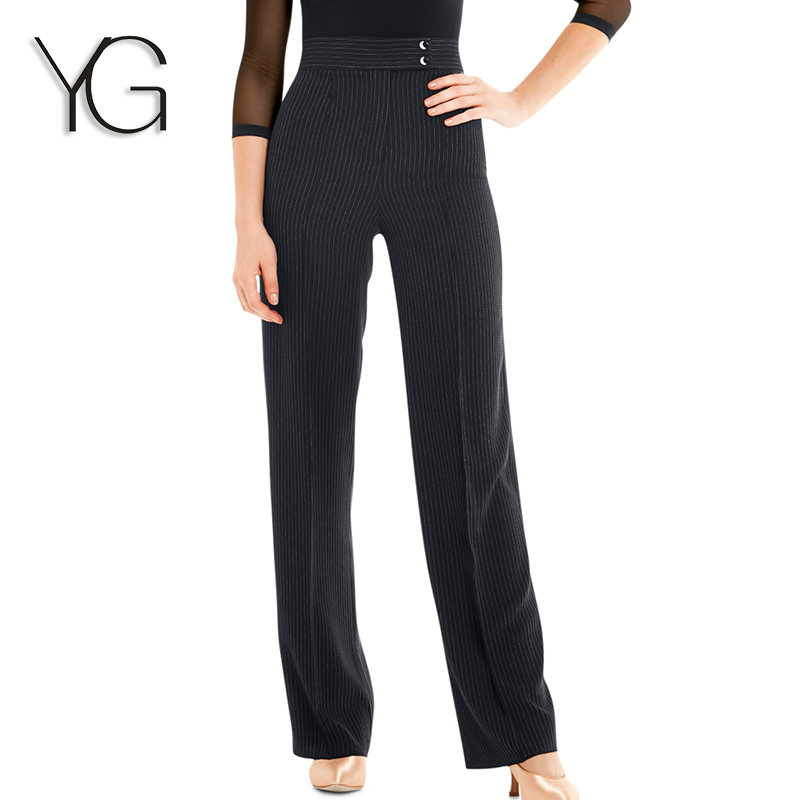 新款国标舞拉丁舞裤子女士摩登裤高腰长裤交谊舞跳舞裤成人练功服