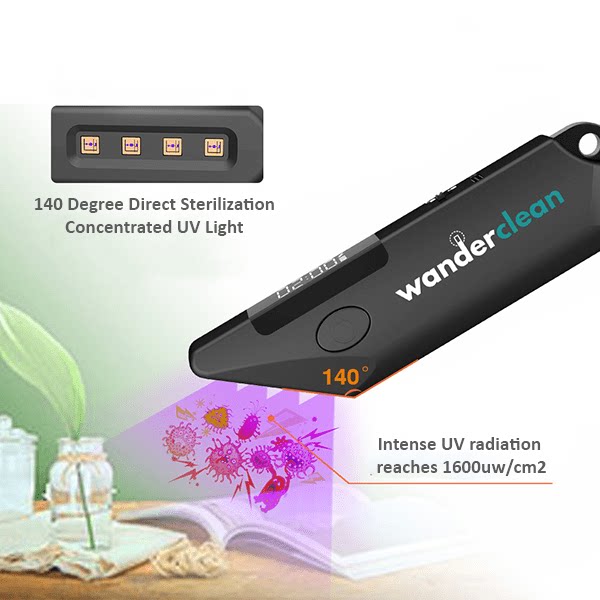 美国便携手持紫外线消毒器手机键盘电梯按键餐具快递uvc消毒杀菌