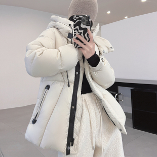 鹅绒服连帽90白鹅绒风雪领羽绒服女冬新款加厚显瘦韩版中长款外套