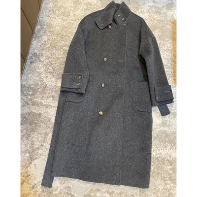 灰色立领双面毛呢羊毛外套女冬季