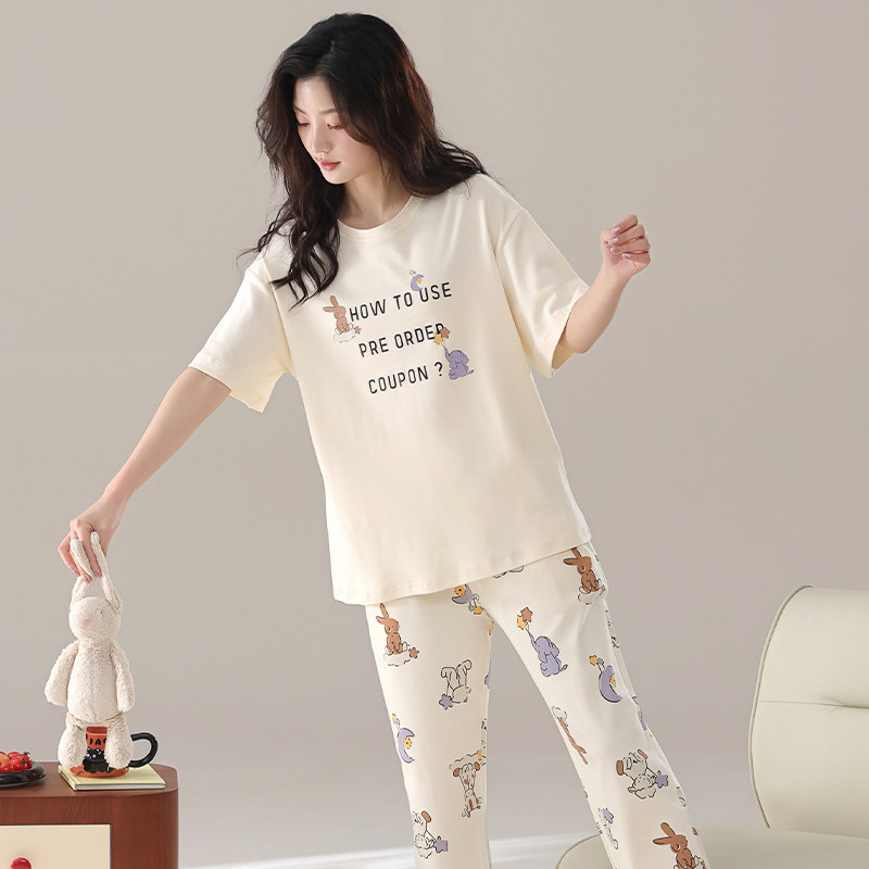 短袖长裤家居服睡衣套装