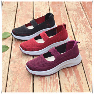 春夏季新款妈妈鞋女鞋婆婆流行厚底轻底老北京布鞋运动休闲浅口鞋