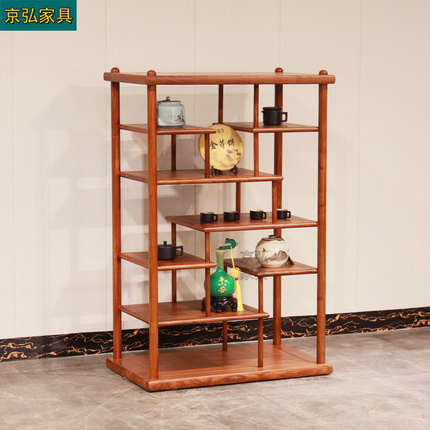 新中式实木博古架刺猬紫檀实木家具京瓷红木多宝阁大果紫檀置物架