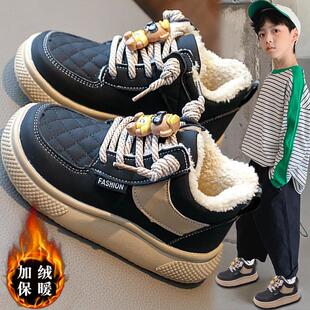 真皮男童棉鞋冬季2025新款儿童加绒雪地靴保暖二棉运动鞋晋江童鞋
