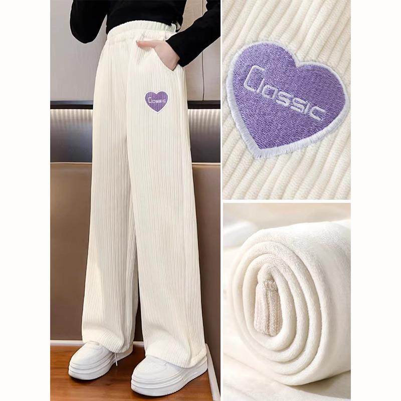 女童阔腿裤秋冬2024新款儿童大童直筒裤窄版休闲加绒羊羔绒卫裤子,童装/婴儿装/亲子装,裤子,淘宝优惠券,粉丝福利购,淘宝优惠卷
