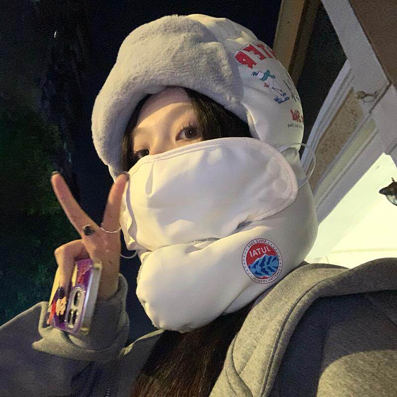 雷锋帽女冬季加绒加厚防风面罩保暖帽子男电动车骑行头套护耳棉帽