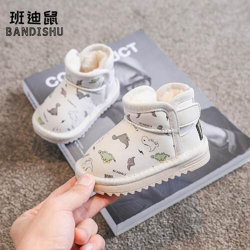 宝宝雪地靴冬季款婴儿加绒靴子女童鞋子男童棉靴儿童小童防水棉鞋