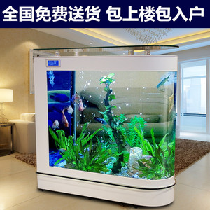 定做子弹头鱼缸玻璃水族箱客厅屏风子弹头鱼缸免费送货上楼入户