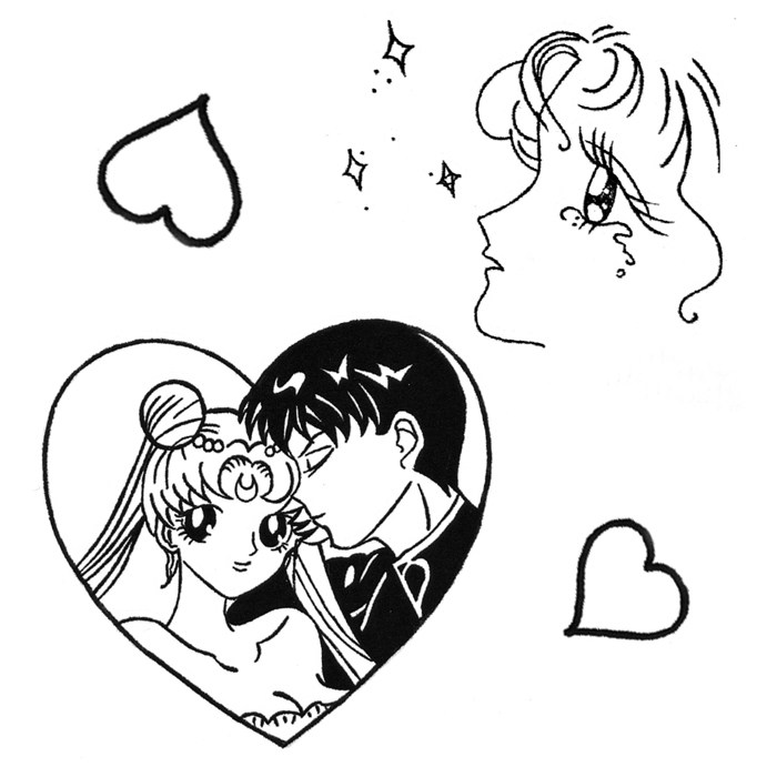 美少女水冰月暗黑线条  日系美少女战士侧面纹身贴新款防水组合款