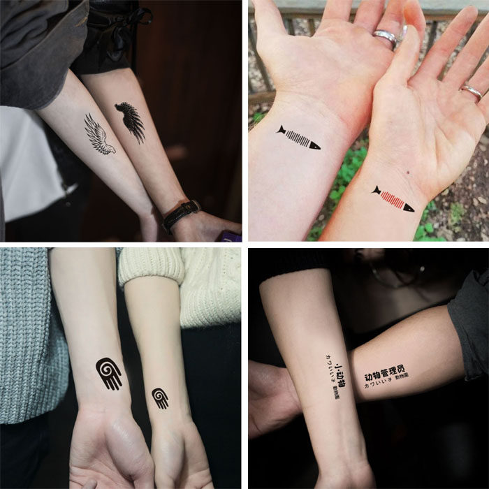 情侣纹身贴防水情侣一对持久韩国仿真文艺小清新手臂贴纸包邮11张