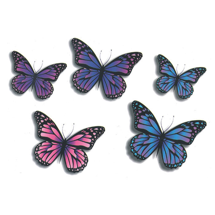 喵小姐彩色蝴蝶纹身贴男女防水持久个性3d仿真性感图腾刺青贴纸