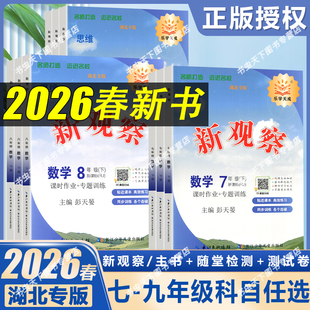 2026春湖北专版数学新观察七八九年级上下册人教版课时同步课堂训练练习册测试卷专项训练含参考答案练习册