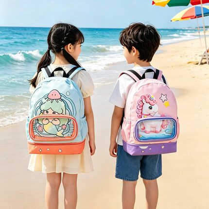 夏季儿童卡通游泳包干湿分离防水收纳包独立鞋仓大容量便携玩水包