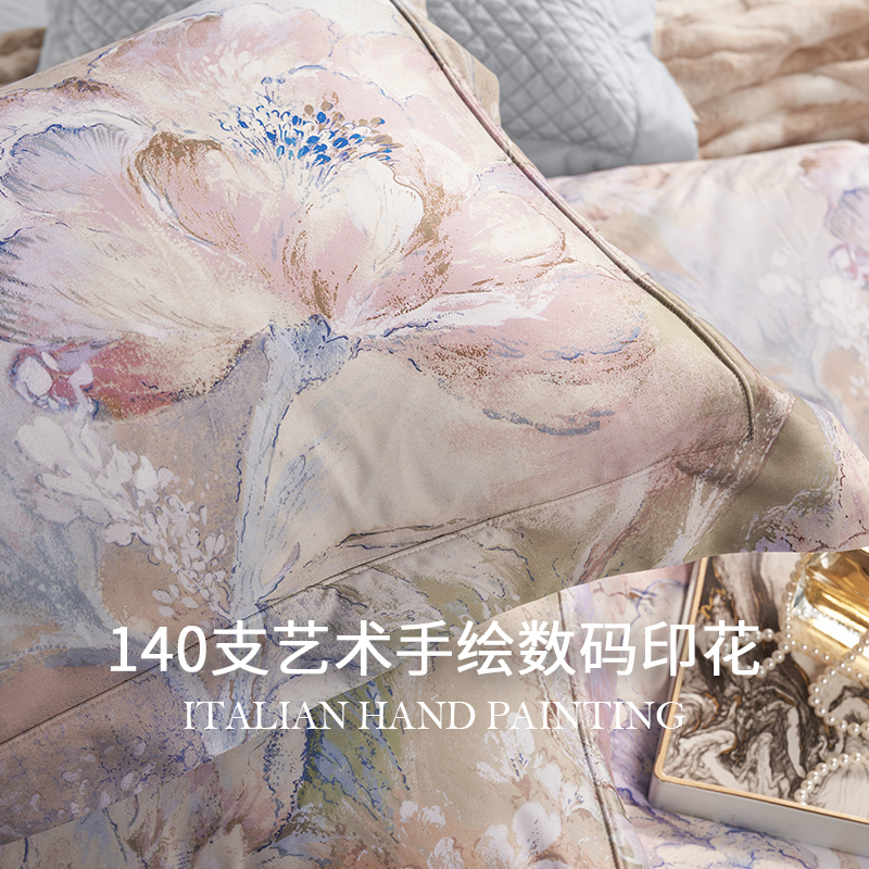 进口轻奢高档纯棉四件套140支埃及长绒棉裸睡床上用品全棉六件套