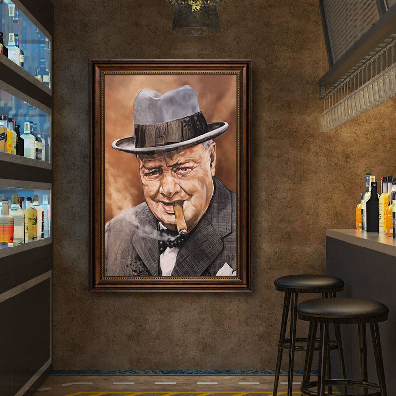 复古怀旧雪茄装饰画酒庄酒吧丘吉尔壁画美式工业风香烟烟酒行挂画,家居饰品,现代装饰画,淘宝优惠券,粉丝福利购,淘宝优惠卷