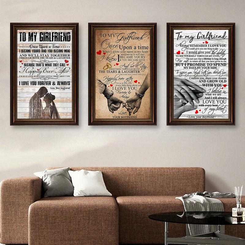 美式复古夫妻情侣卧室床头装饰画小众艺术英文客厅书房咖啡厅挂画