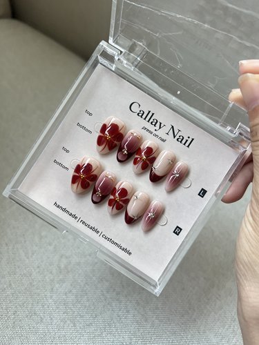 Callay Nail｜秋冬红色晕染法式美甲纯手工穿戴甲欧美风辣妹百搭