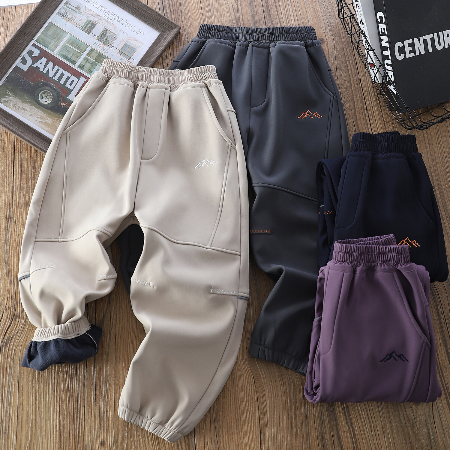 男童加绒裤子一体绒秋冬季