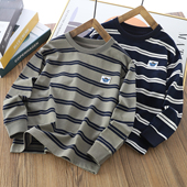 儿童中童中大童打底衫 童装 新款 T恤2025秋装 上衣 男童纯棉条纹长袖